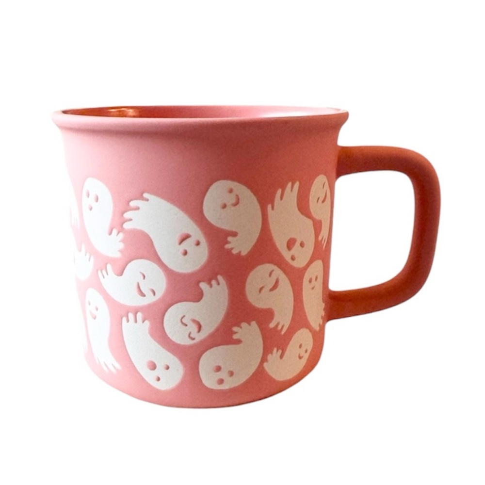 🩷🧡 PINK PEACH-Y GHOST Halloween Mug NEW